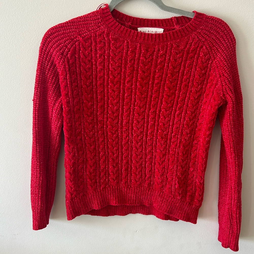 Red girls crew neck sweater